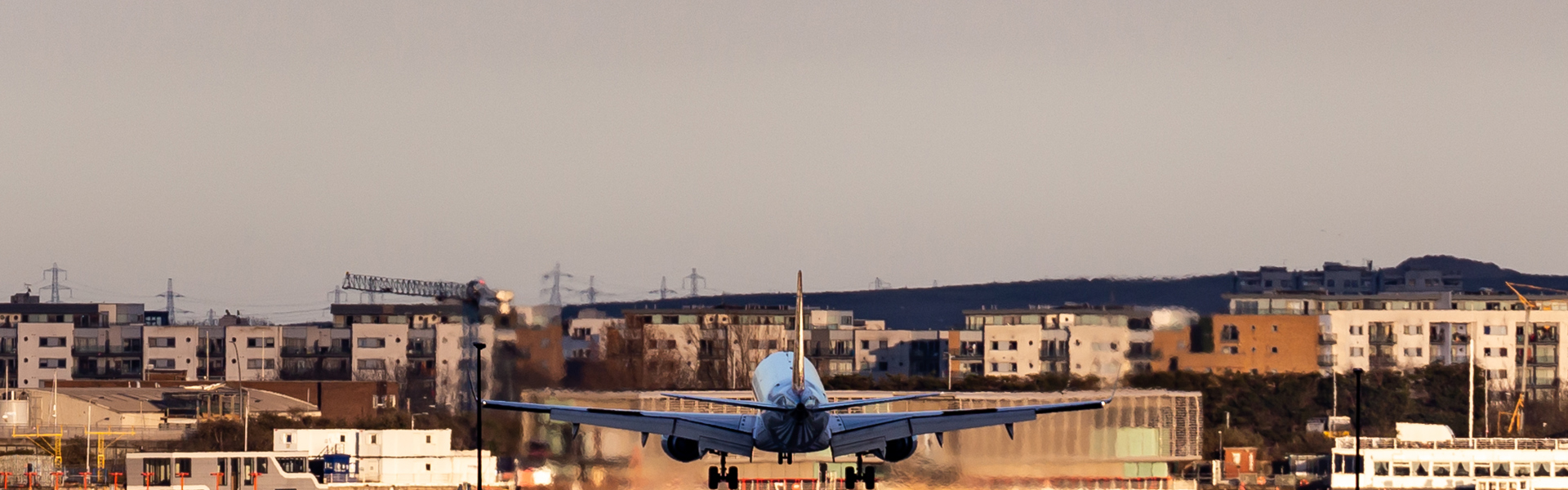 Plane landing at London City Airport