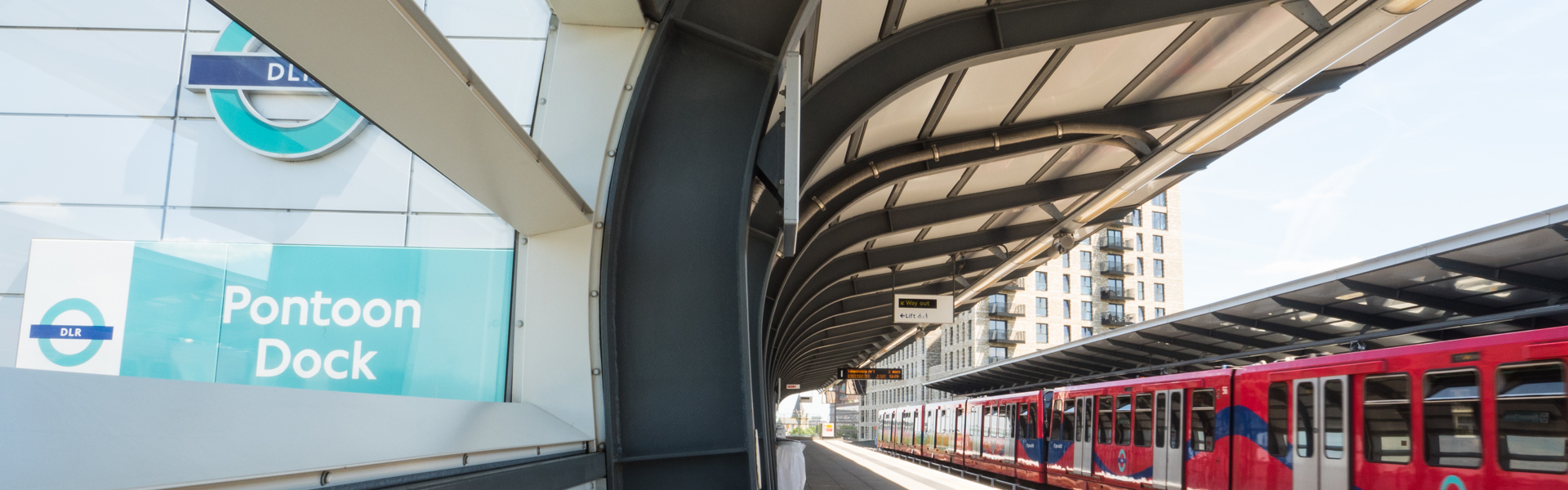 DLR train at Pontoon Dock station