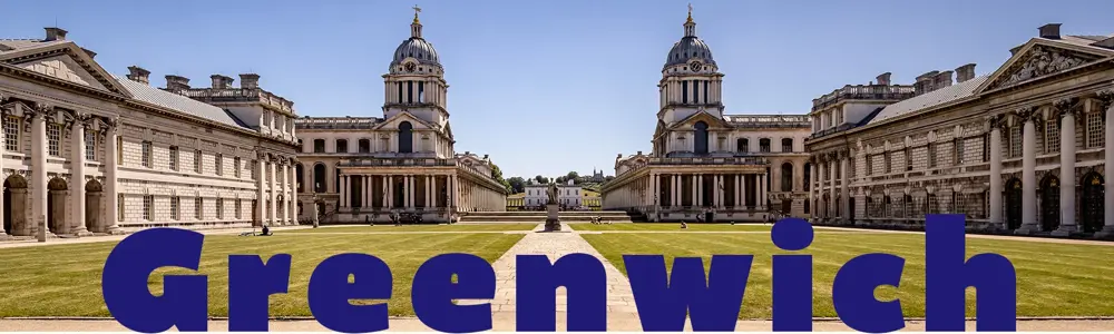 Greenwich header banner featuring the Old Royal Navy College