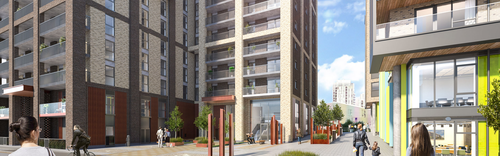 Saxon Wharf CGI View From Norman Road Lookng Onto Plaza